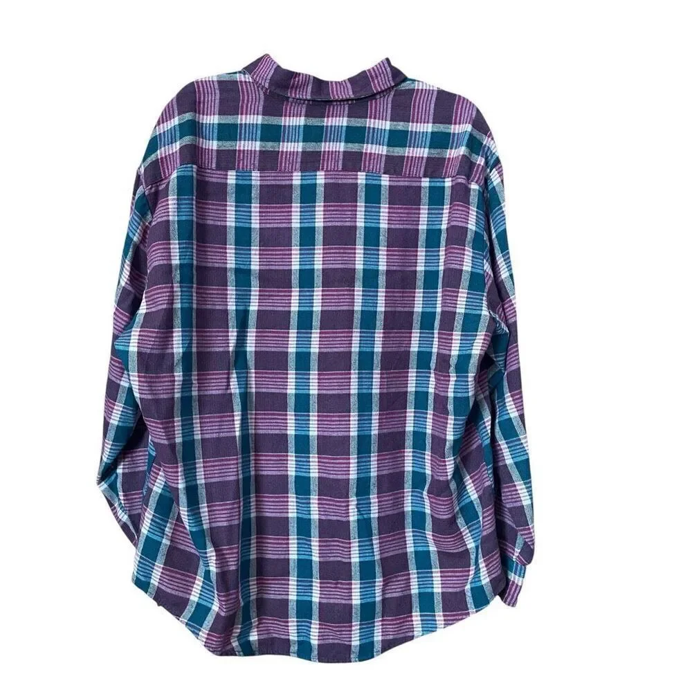 Vintage Plaid Flannel Button Down Shirt 1970s 1980s - Picture 2 of 6